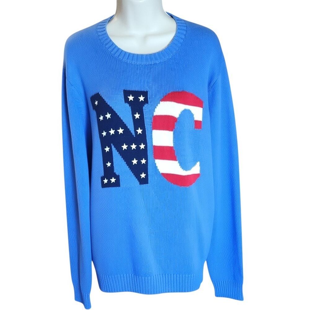 State‎ of Mine Womens Large L Sweater Pullover Americana Graphic Crew Neck NWT